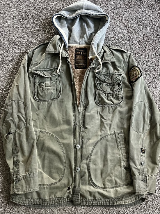 Jackets & Blazers - Scotch & Soda Large Women's Green Military Field Jacket Zip Up Utility M65 FLAWS